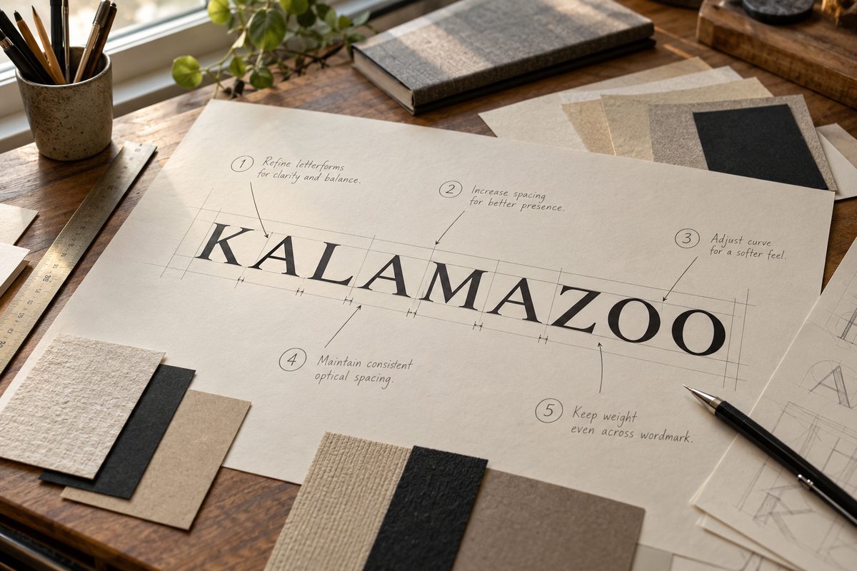Identity plate with pencil callouts, ruler, and type measurements