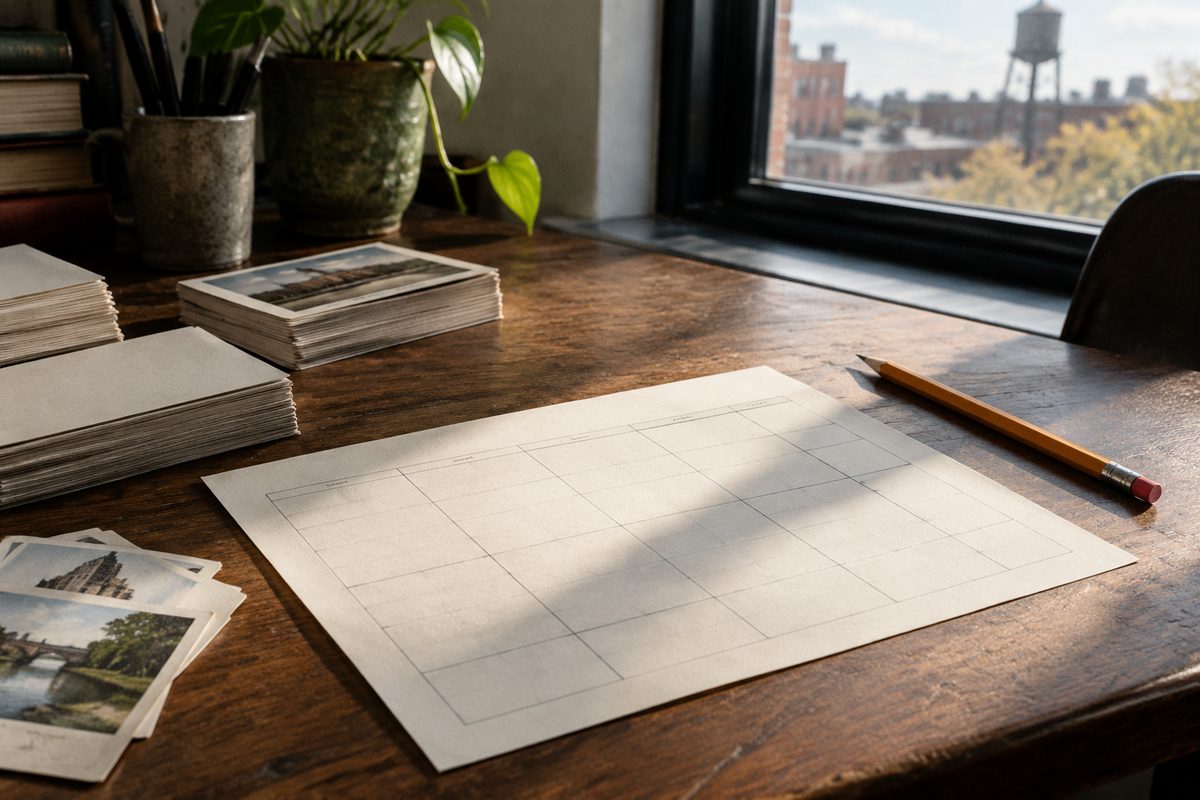 Printed brand copy with pencil edits and revision marks