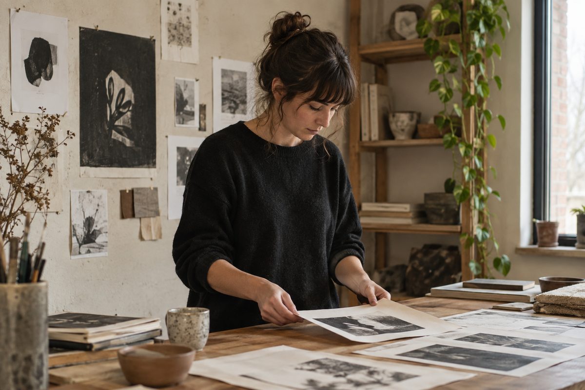 Studio maker beside a pinned identity proof