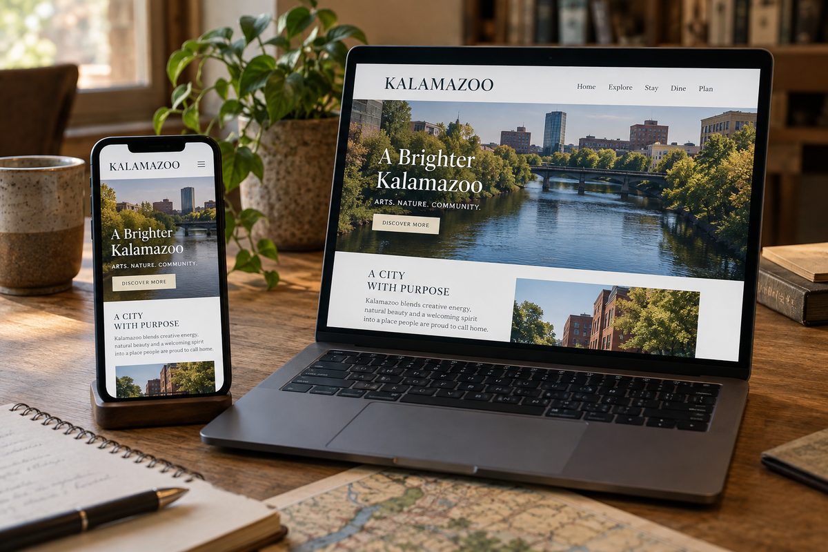 Desktop and phone proofs of one responsive page