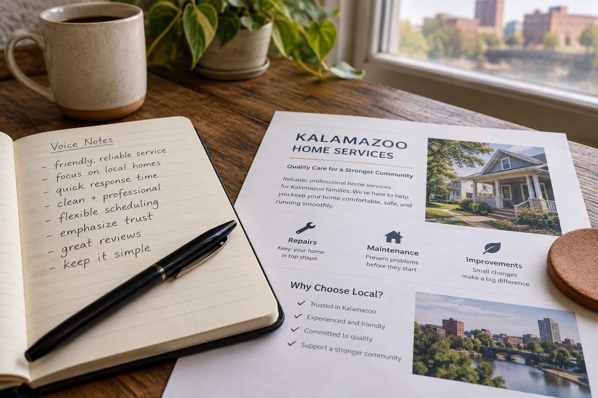 Voice guide page with crossed-out sentences and replacements