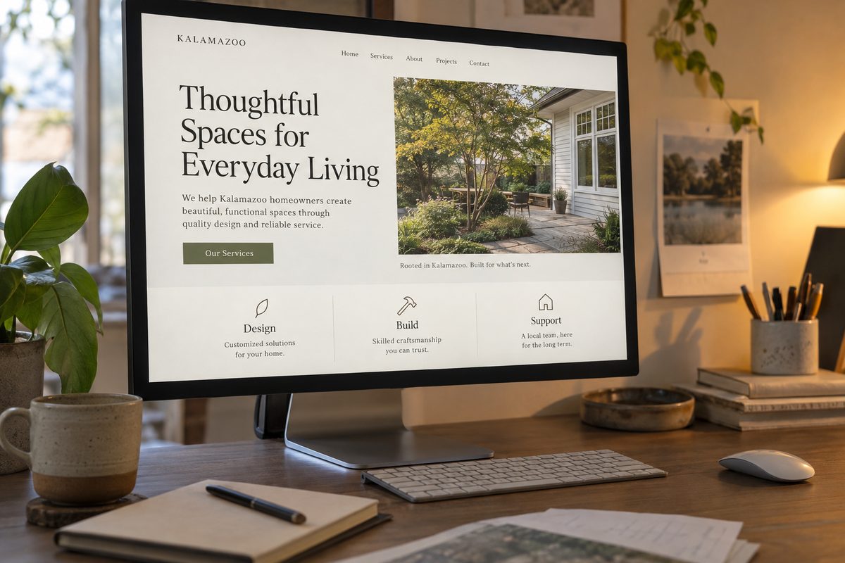 Printed responsive layouts beside a browser proof
